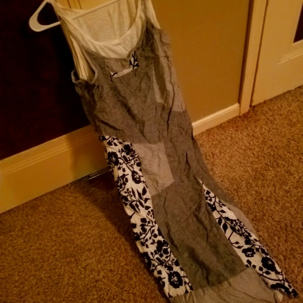 blue denim and white tank dress size large